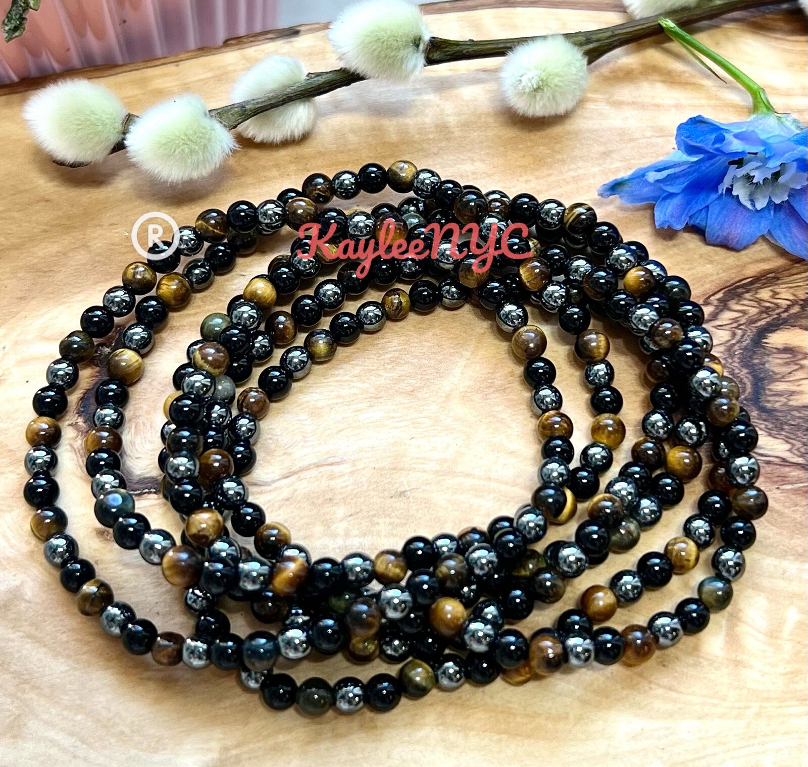 Wholesale Lot 6 Pcs Natural Protection 4mm 7.5” Crystal Stretch Bracelet