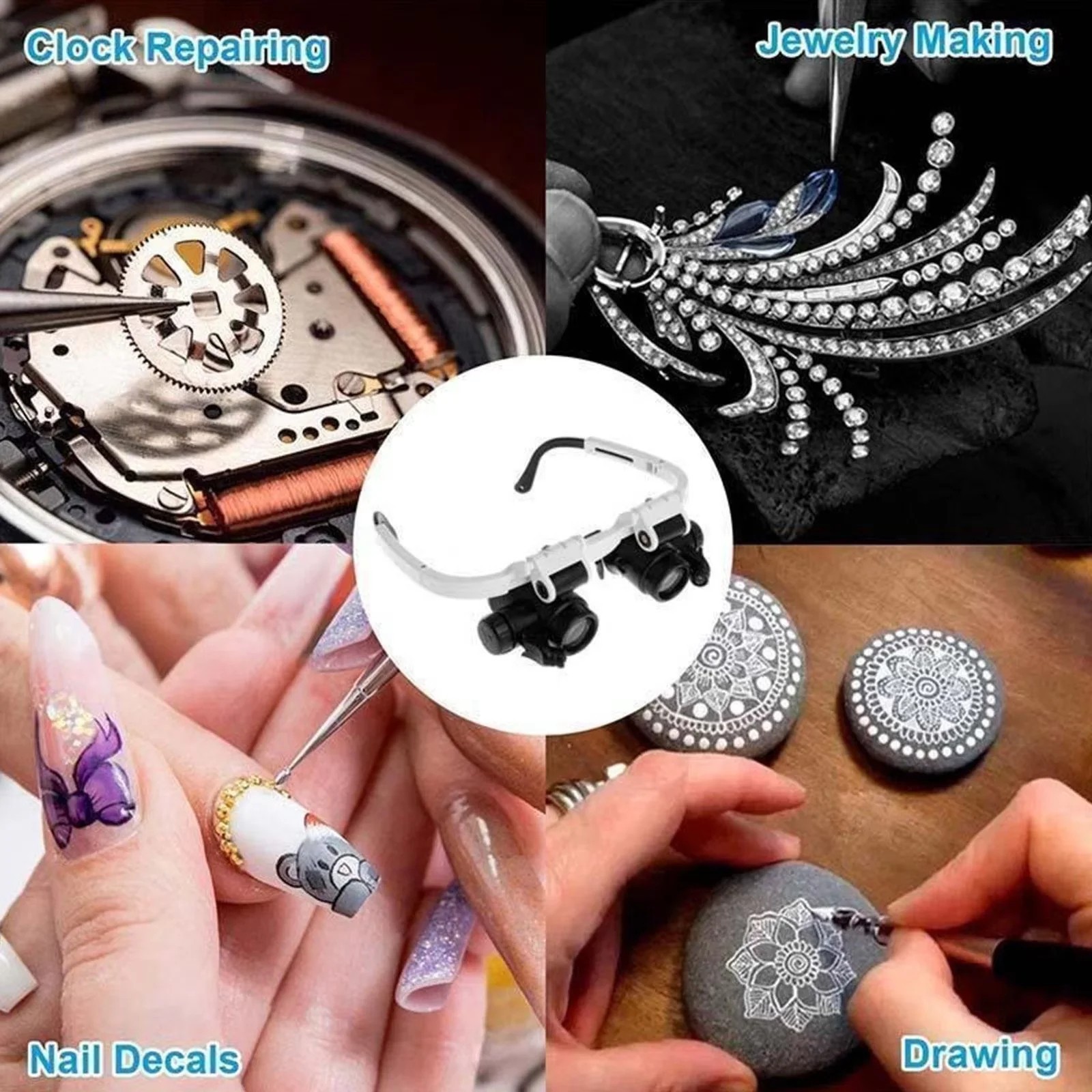 Headband Magnifier 8X 15X 23X Magnifying Glass 2LED Loupe Jeweler Watch Repair