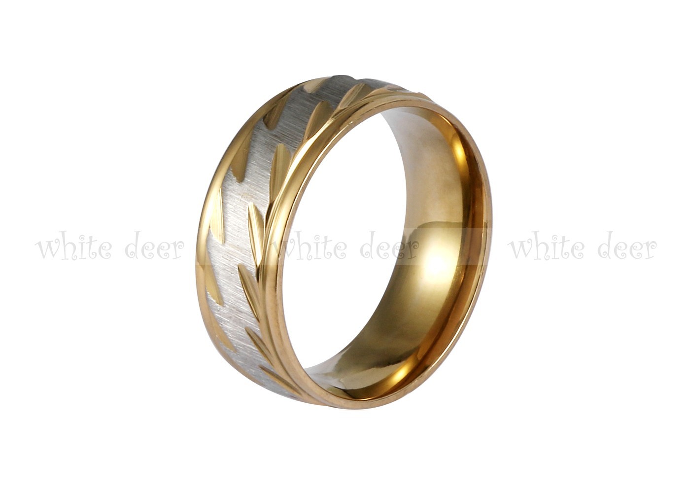 8 mm Men’s Women’s Silver Stainless Steel Gold Sawtooth Band Ring Comfort Fit