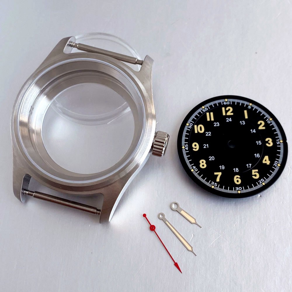 36mm Pilot Watch Case+Dial Set Sapphire Fit NH35 Miyota8215 821A ETA2824 PT5000