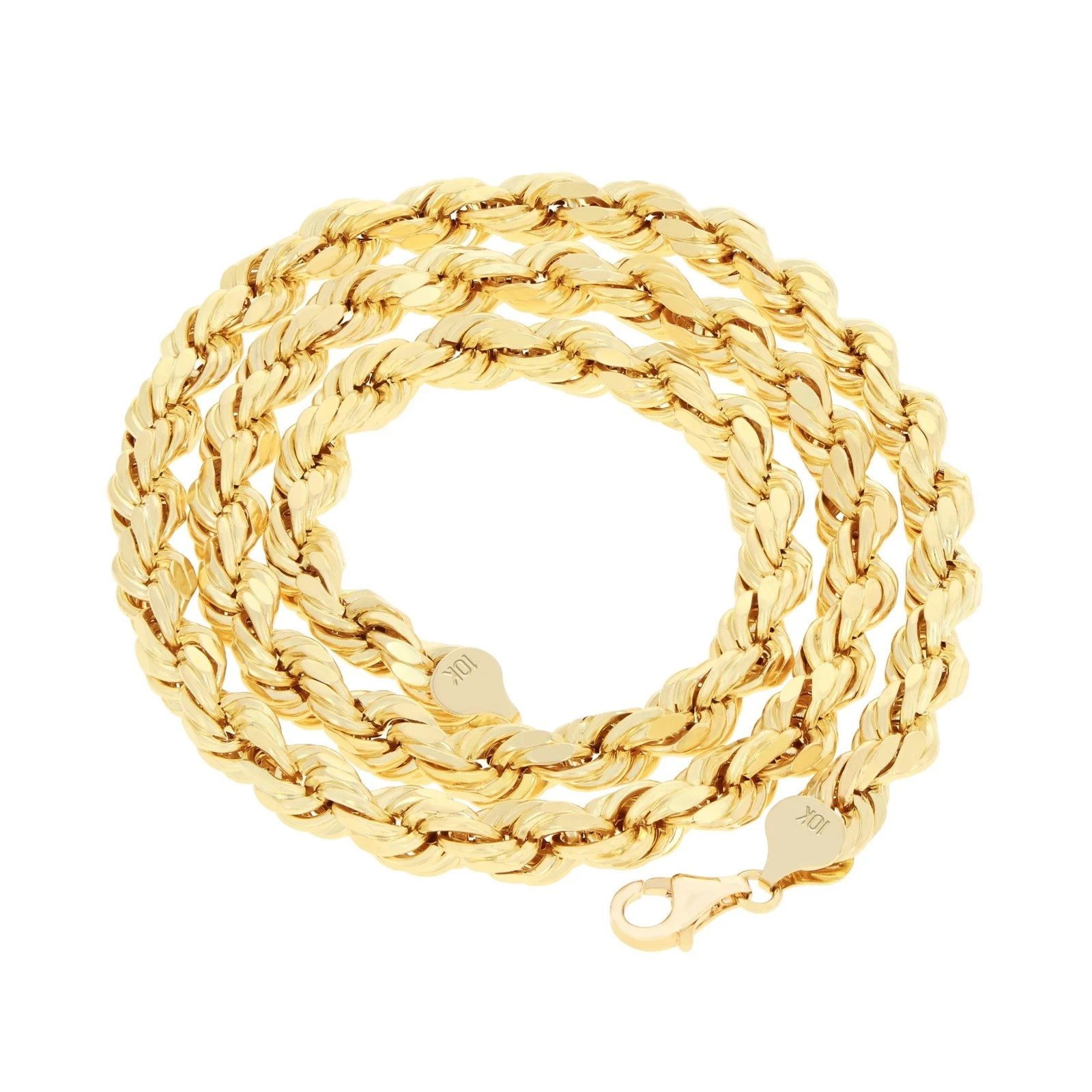 10k Real Gold Rope Chain 2mm 2.5mm 3mm 4mm 5mm 6mm 7mm 8mm 18-30 Inch Men Women