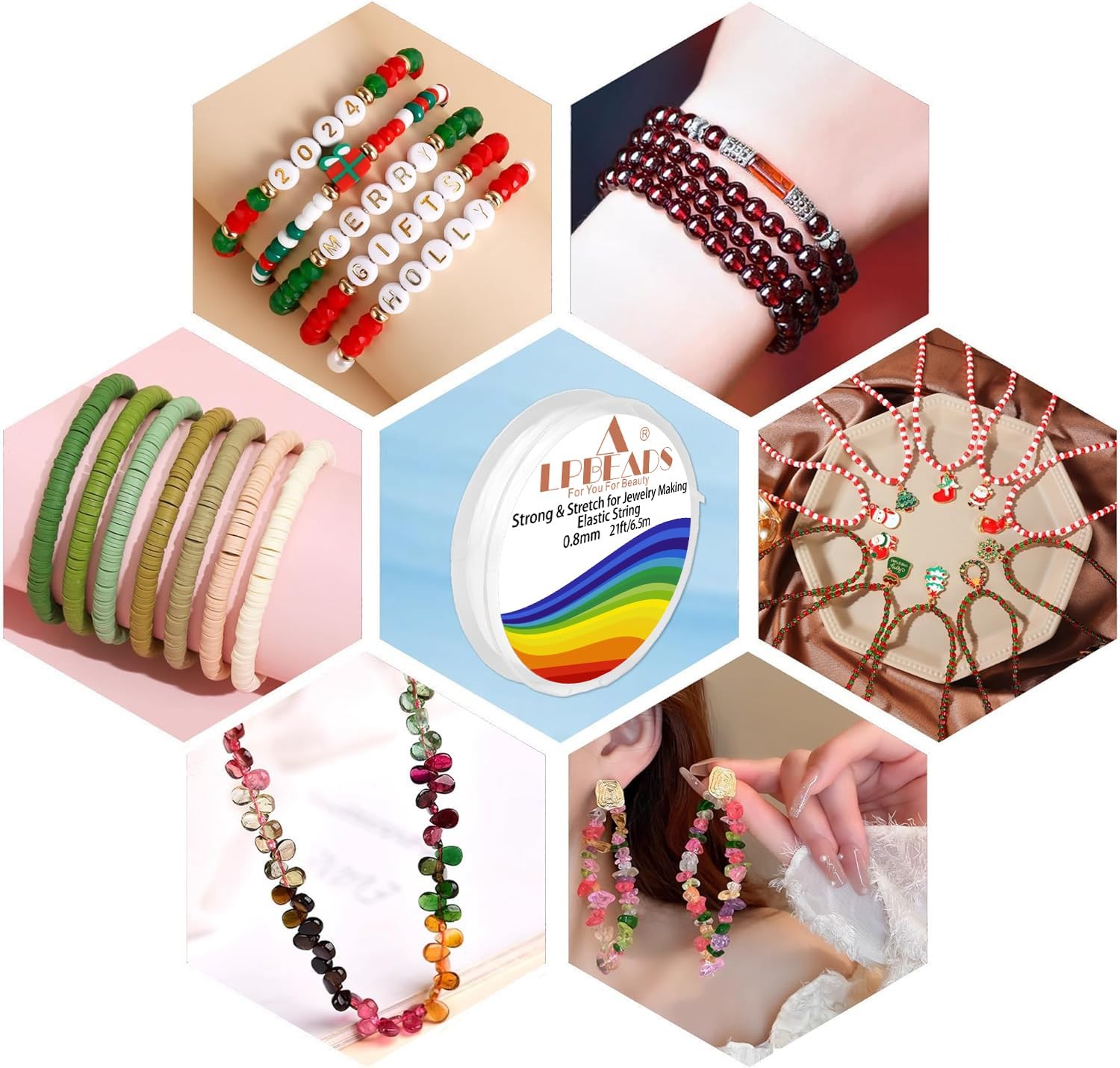 Elastic Bracelet 0.4mm, 0.5mm, 0.6mm, 0.7mm, 0.8mm, 1mm, Round Crystal Clear