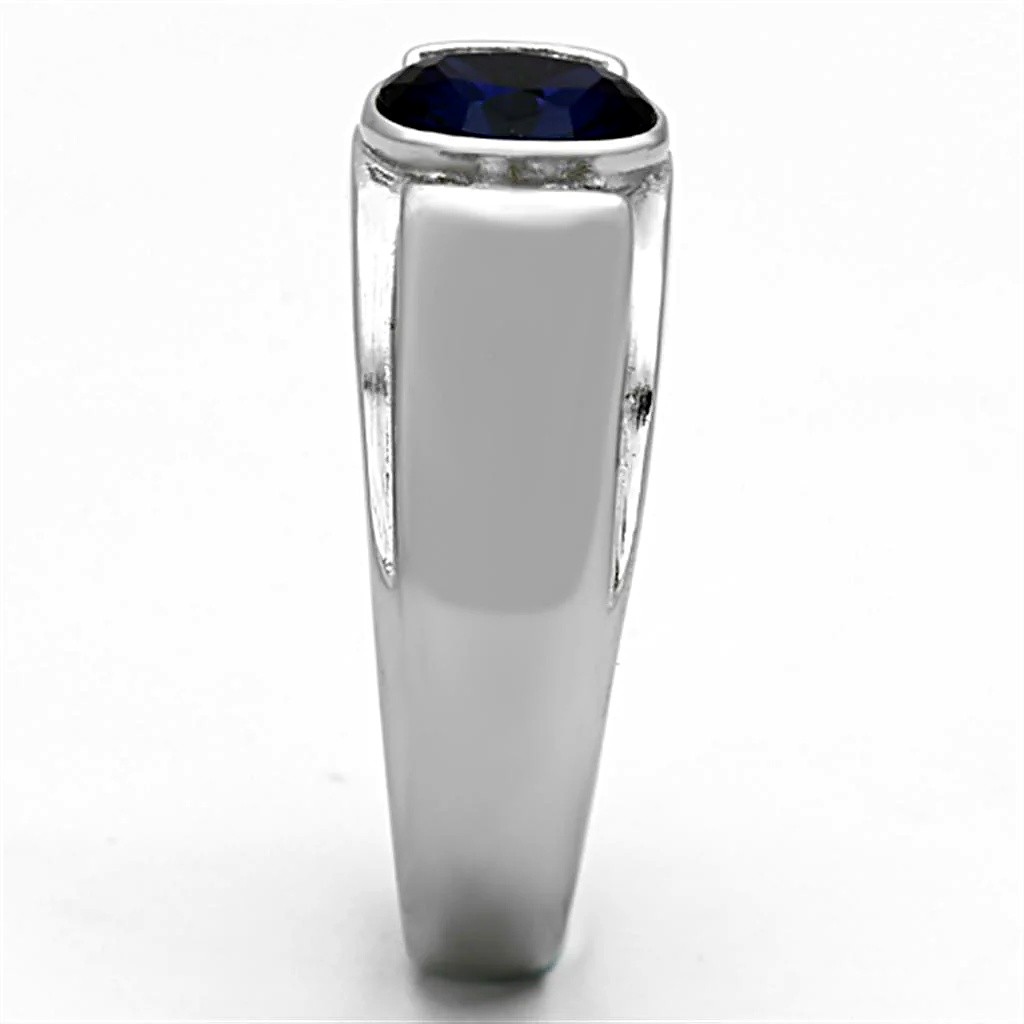 Men’s Ring, Montana Glass, Stainless Steel, Blue stone, Oval ring, Fashion ring