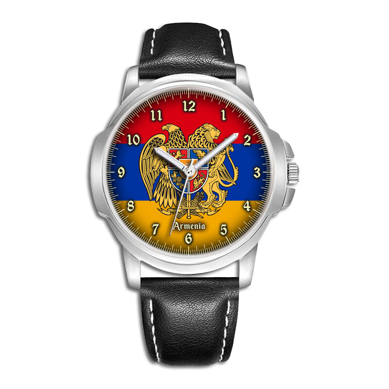 ARMENIA ARMENIAN FLAG EAGLE GENTS MEN’S WRIST WATCH BIRTHDAY GIFT ENGRAVING