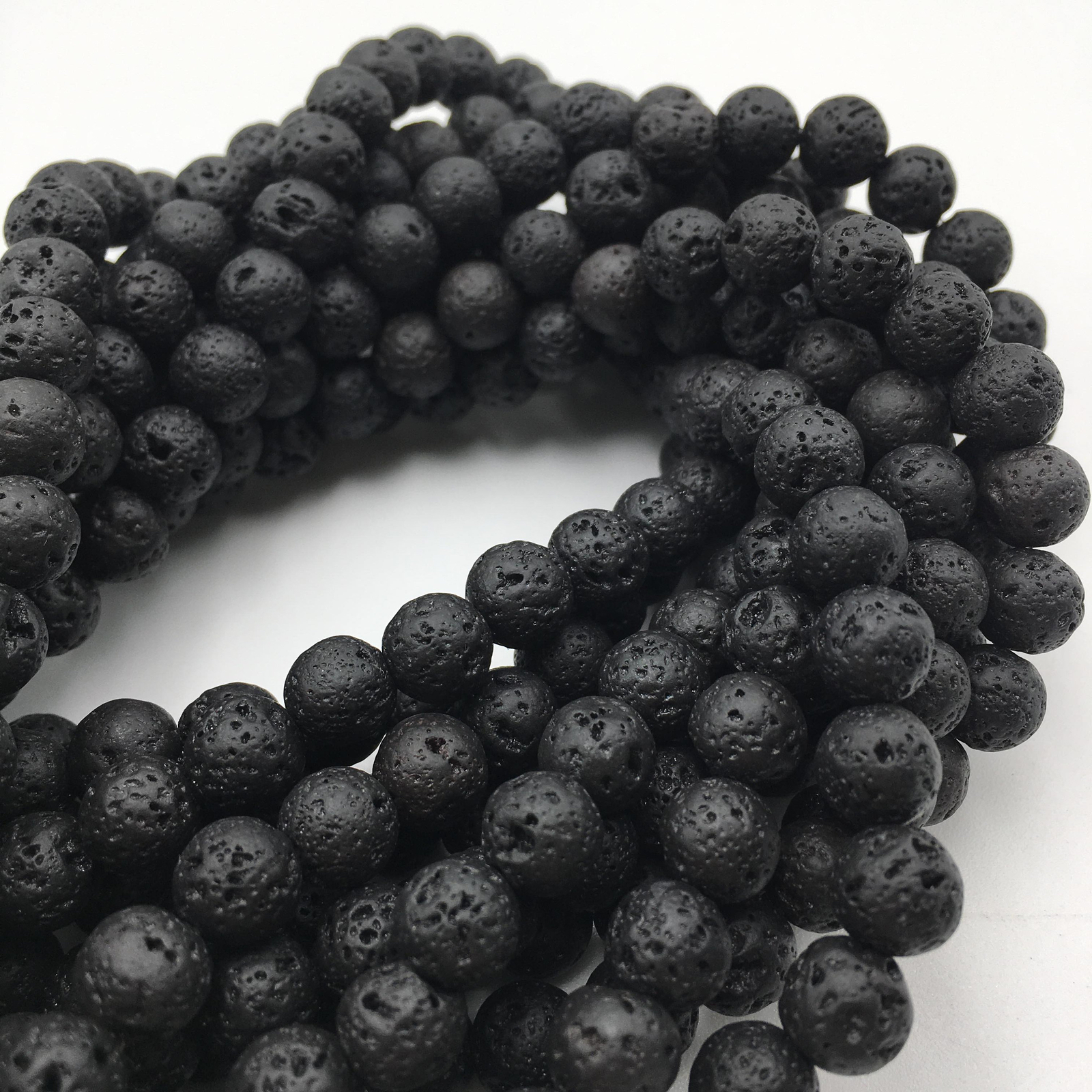 Natural Black Lava Rock Stone Round Beads 4mm 6mm 8mm 10mm 12mm 15.5″ Strand