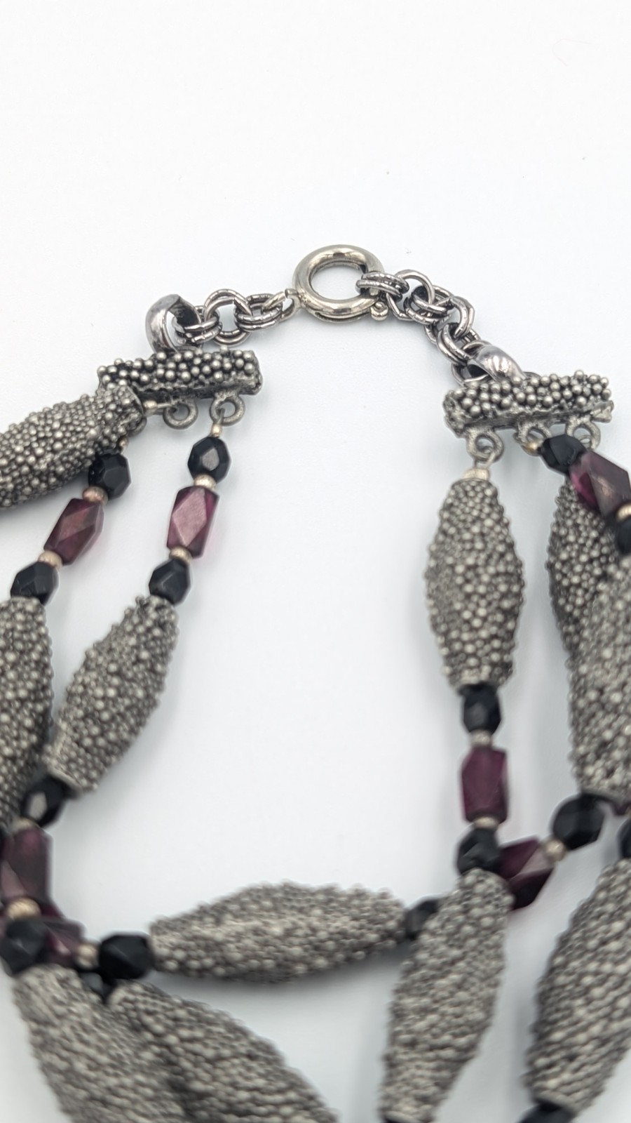 In The Style of Michael Dawkins Silver Popcorn Beaded Multi-Strand Bracelet