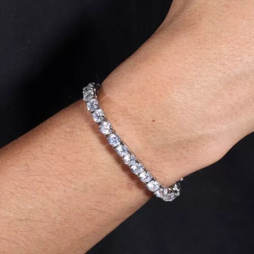 Mens Tennis Chain Necklace 100% Stainless Steel Cubic Zirconia Chain Bracelet