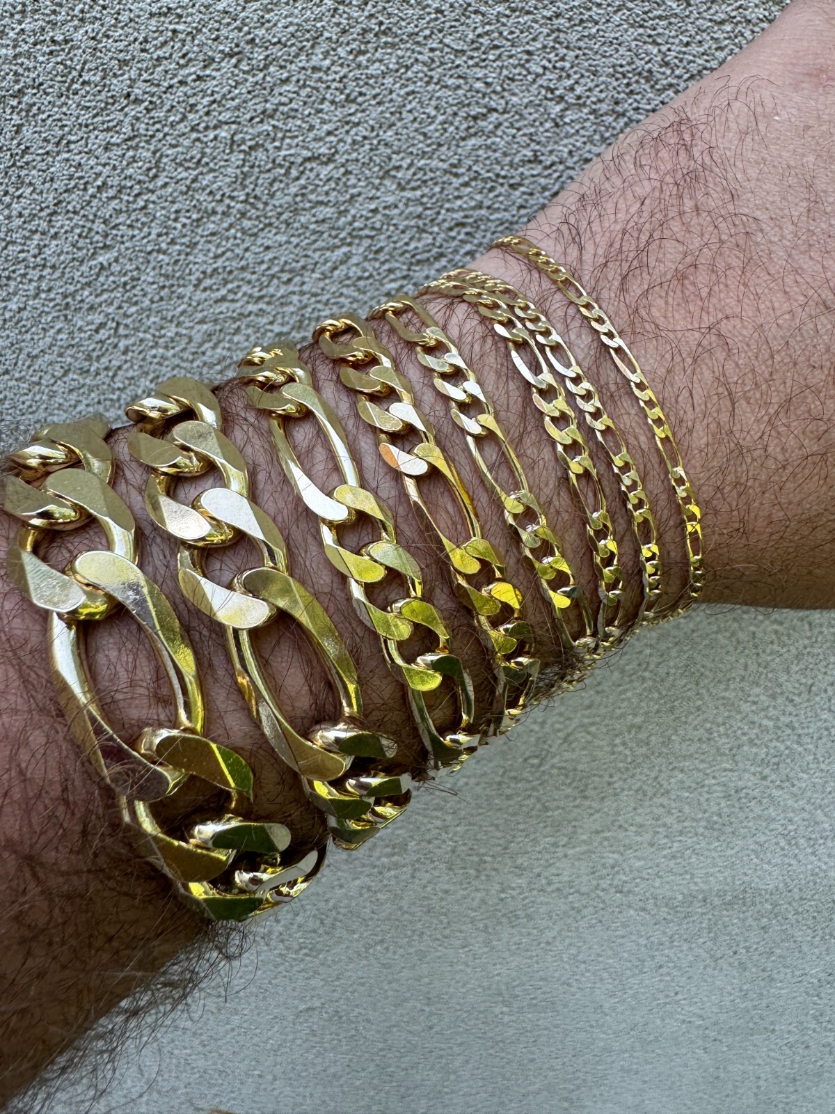 14k Gold Plated Solid 925 Sterling Silver Figaro Chain Bracelet ITALY 2.5-10mm