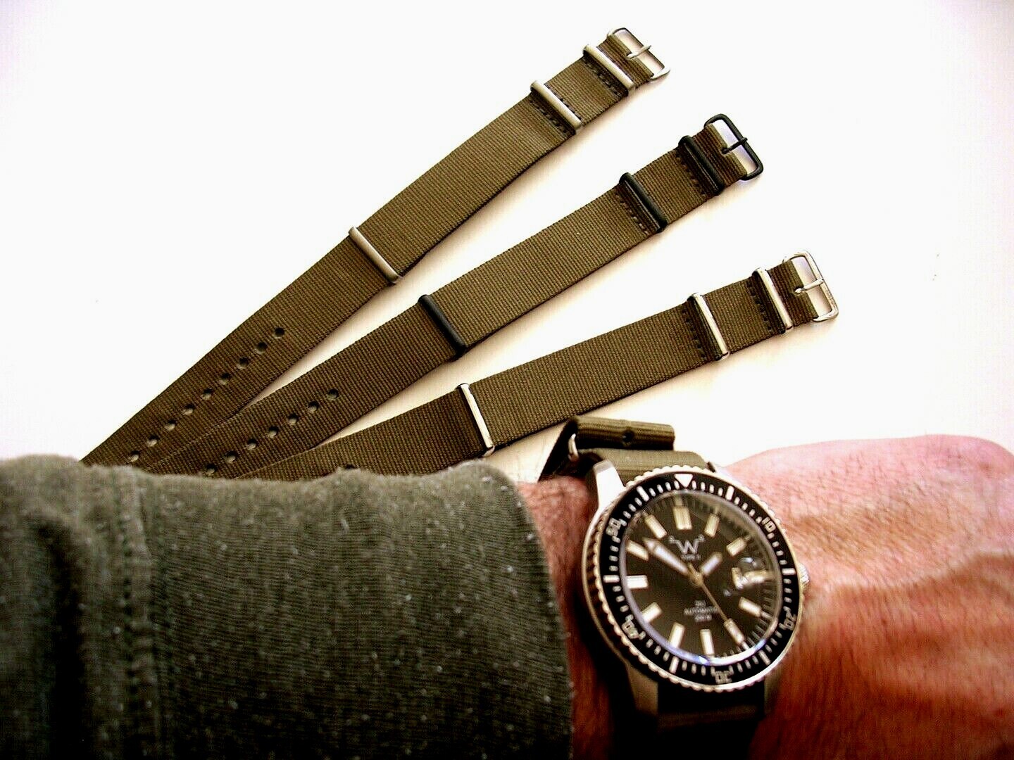 NATO G10 ® Khaki Green HD nylon Military Dive watchband RAF strap bond IW SUISSE