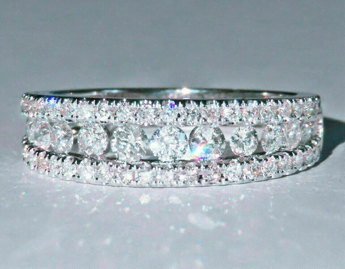 Anniversary Ring 3.50Ct Round Cut Diamond 14k White Gold Wedding Band Size 7.5