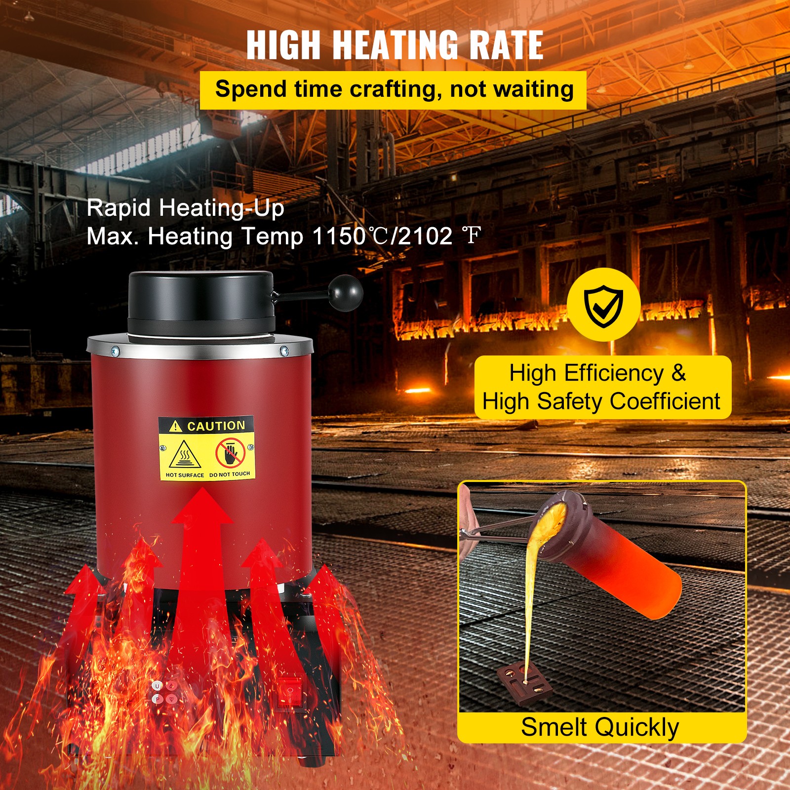 Uimoso Electric Gold Melting Furnace with Ceramic Crucibles and Ingot Mold