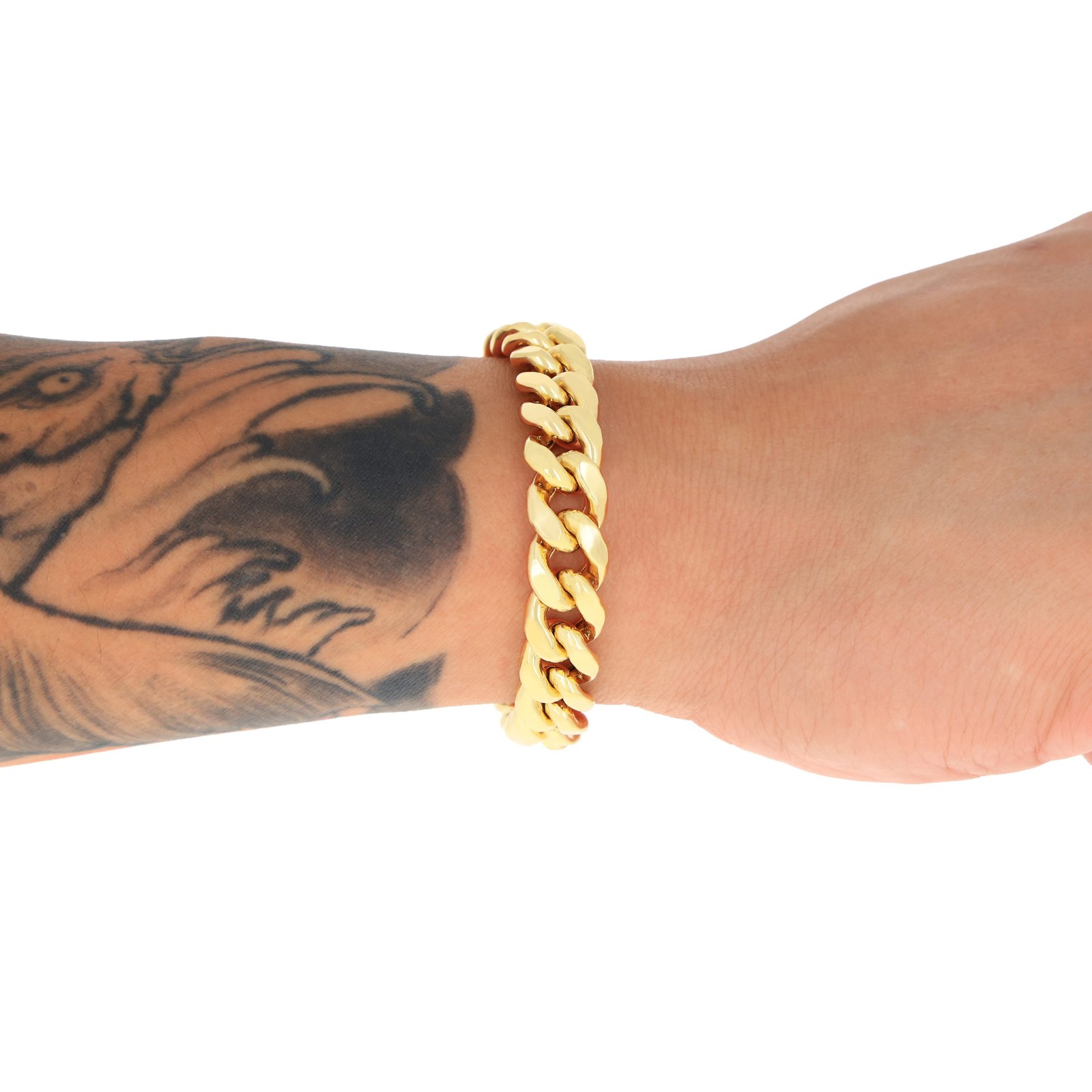14K Yellow Gold 3mm-12.5mm Miami Cuban Link Chain Bracelet Mens Women 7″ 8″ 9″