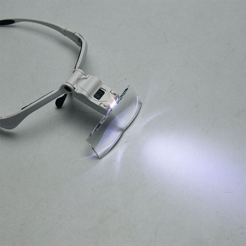 LED Jewelers Head Headband Magnifier Illuminated Visor Magnifying Glasses Loupe