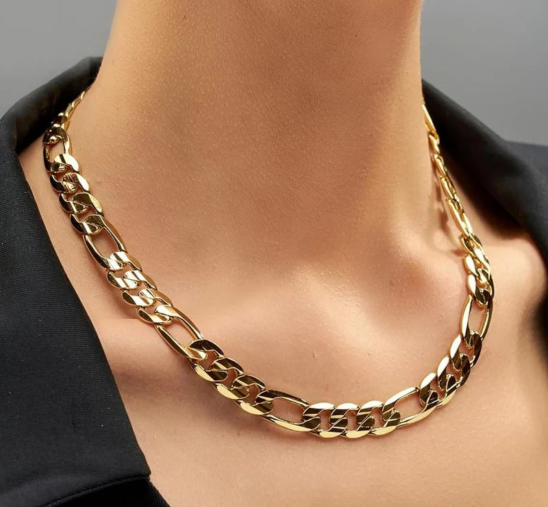 18K Oro Laminado Gold Filled 9mm Figaro Chain 24/26 “