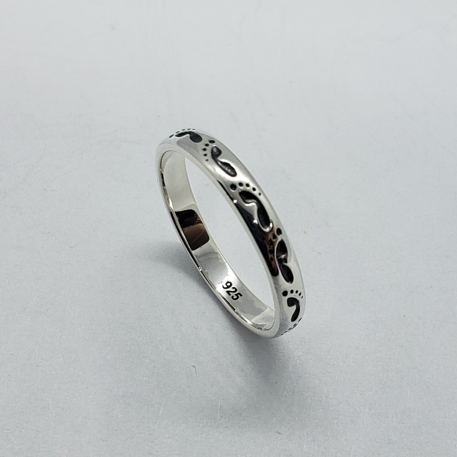 3mm Sterling Silver Footprints in The Sand Stackable Ring 1/8 inch Sizes 6 to 10