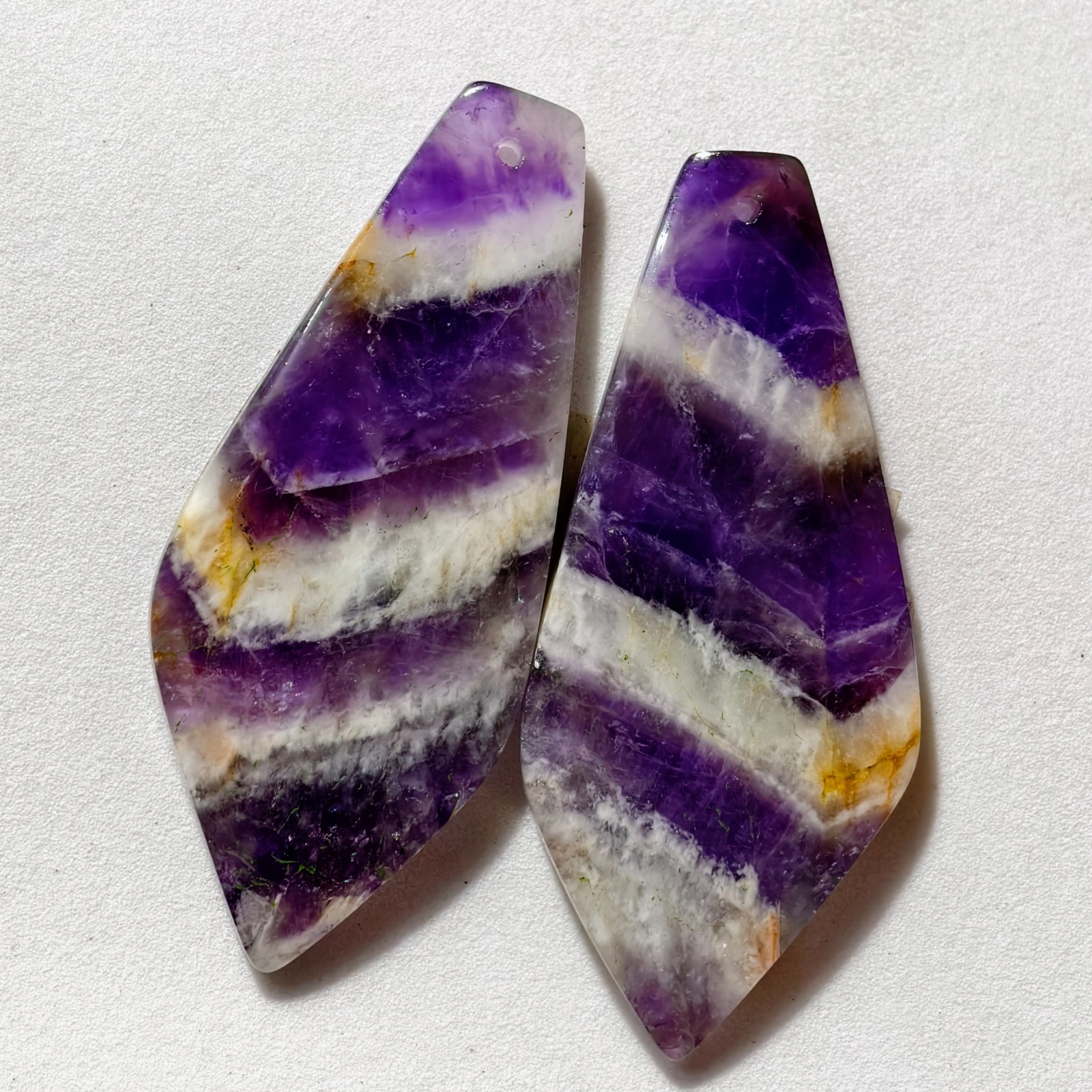 72 Cts Natural Amethyst Drilled Pair Cabochon Gemstone For Earrings 51 X 22 MM