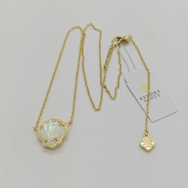 New Kendra Scott Brynne Gold Short Pendant Necklace In Lilac Abalone
