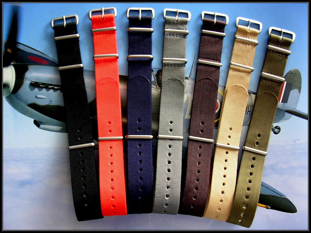 18mm NATO G10 Premium nylon watch band strap RAF Stitch Bond IW SUISSE 20 22 24