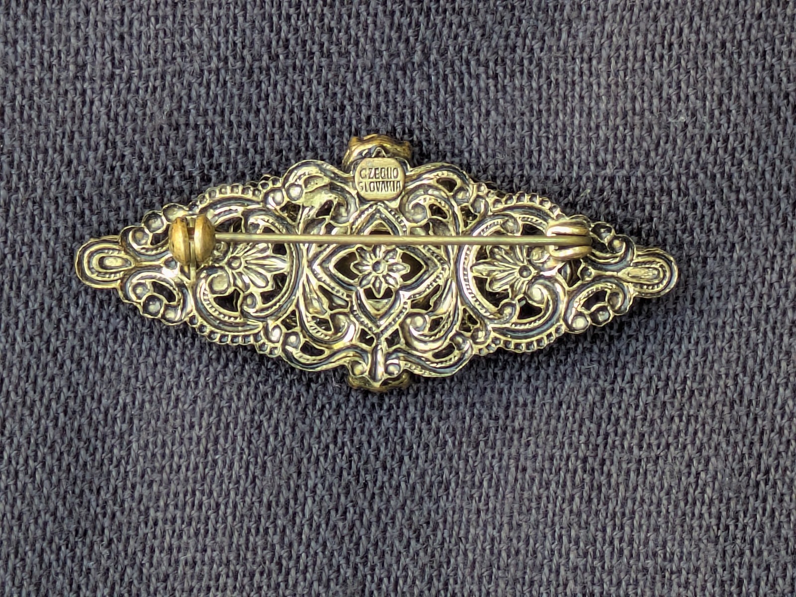 Vintage Czechoslovakia Red & Purple Glass Rhinestone Brooch – Czech Pin C29