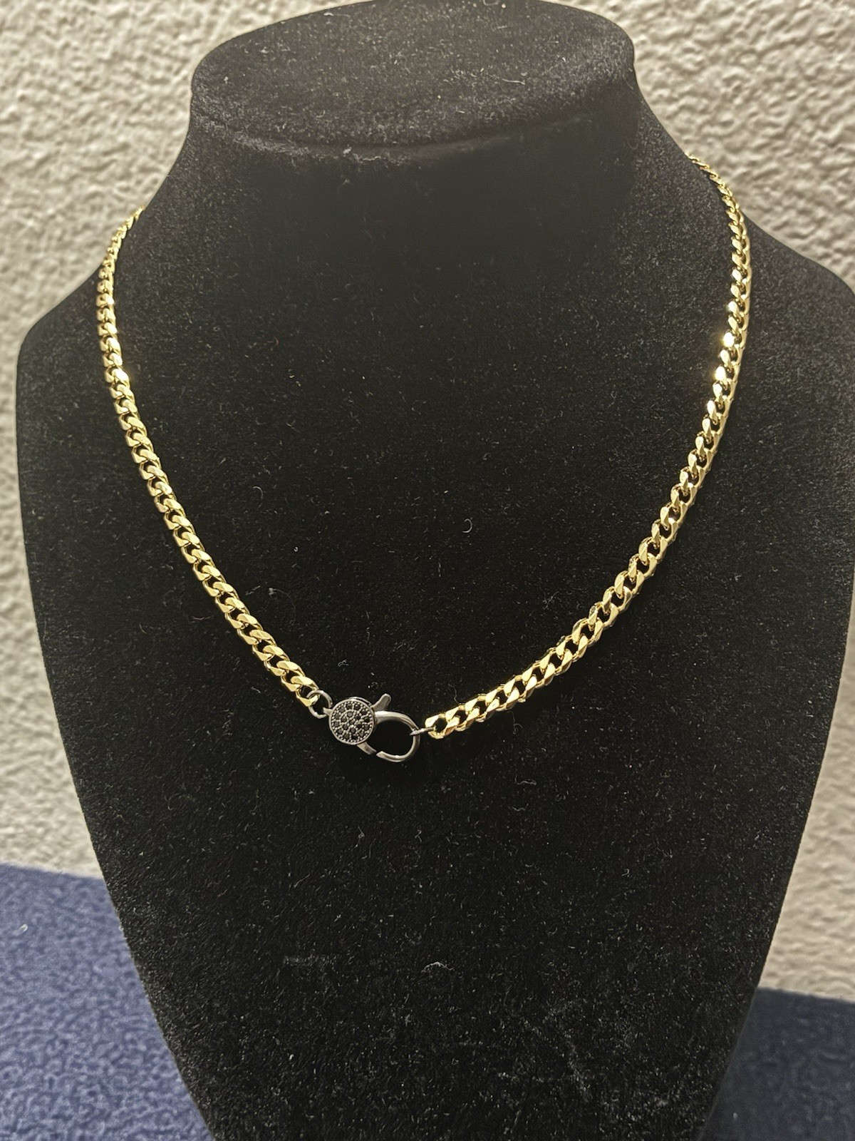 Black Rhodium plated chain Pave Clasp 16” cuban link.