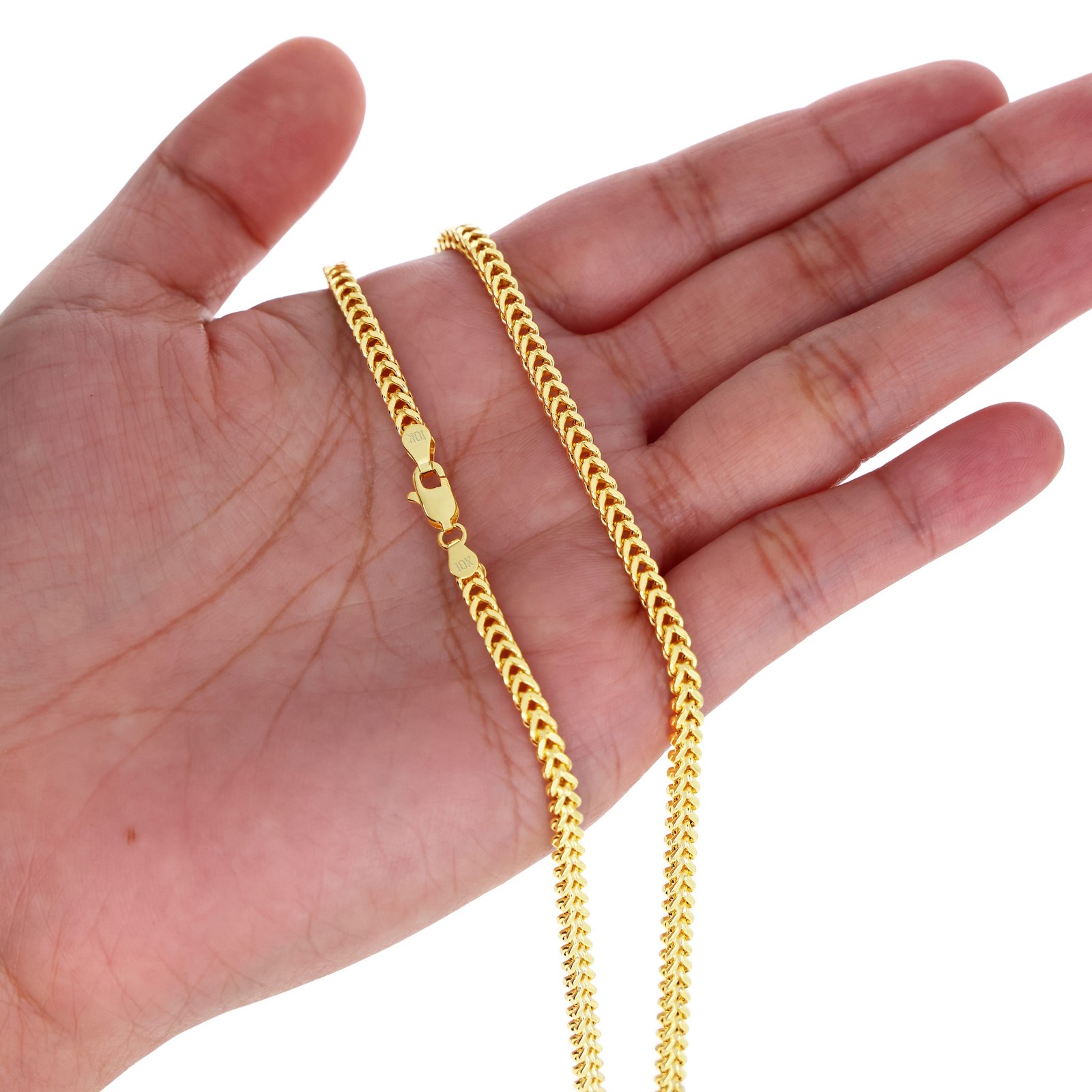 10k Yellow Gold 1.5mm-6mm Franco Square Box Necklace Bracelet Chain 7″ – 30″