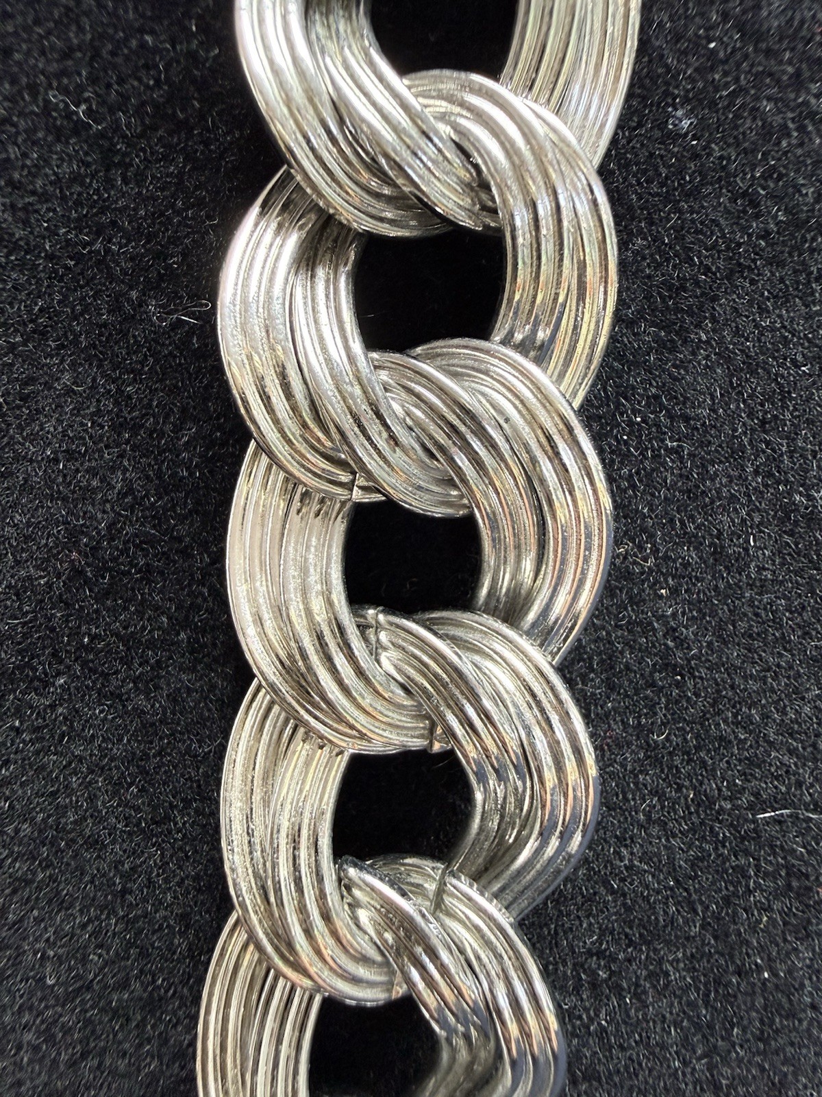 Monet Vintage Chunky Double Curb Link Necklace Silver Tone Thick HEAVY 18”