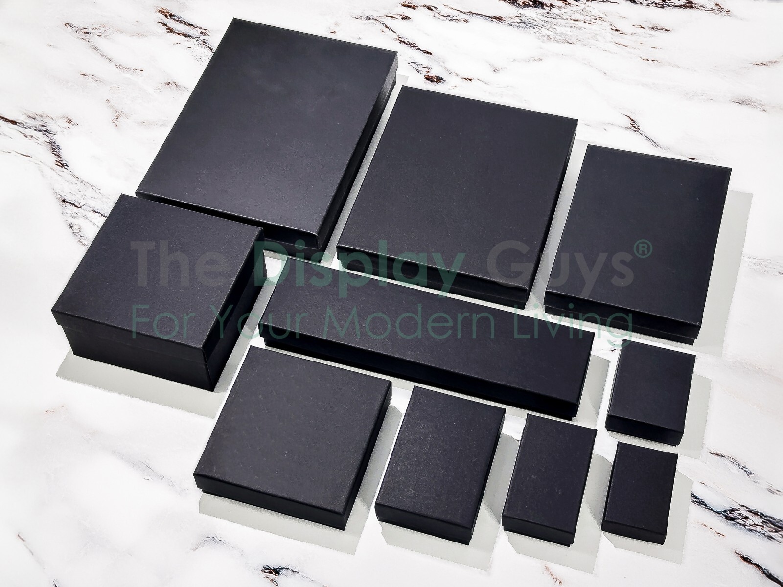 The Display Guys – Cardboard Jewelry Boxes With Cotton – 100 Pack – Matte Black