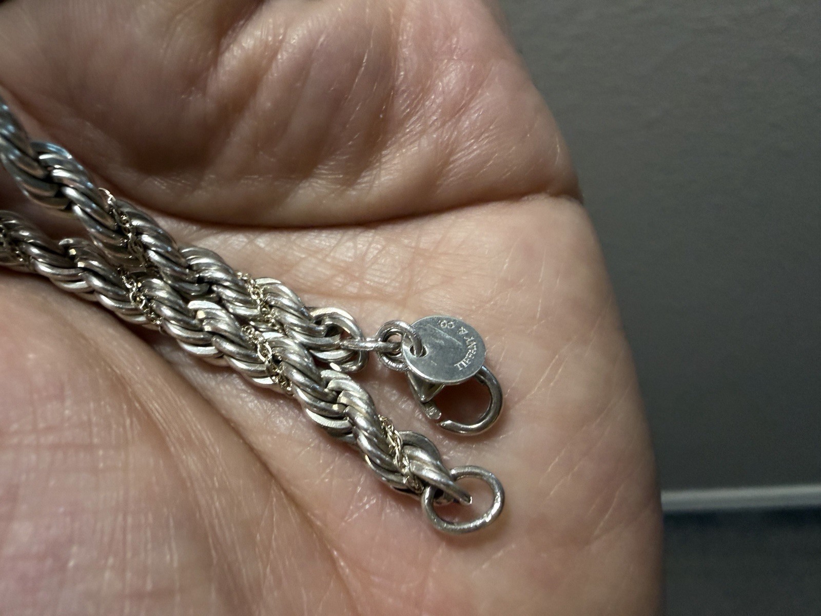 tiffany and Co 925 Sterling Silver Rope Chain Bracelet