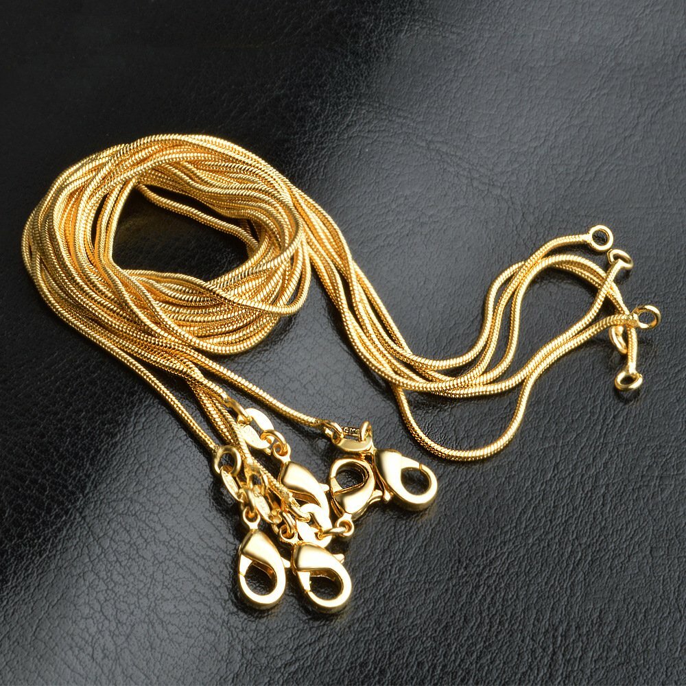 Men&Women’s 18K Gold Filled Tarnish-Free Classic 1.6mm Wide Snake Chain Necklace