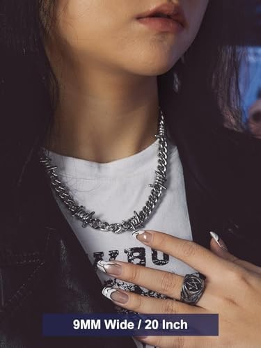 Bandmax Stainless Steel Barbed Wire Cuban Chain Necklace for Men & Women | Edgy