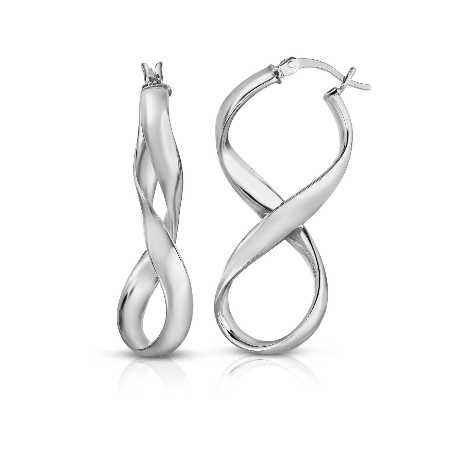 925 Sterling Silver Infinity Earrings, Figure 8 High Polished Sterling Silver,