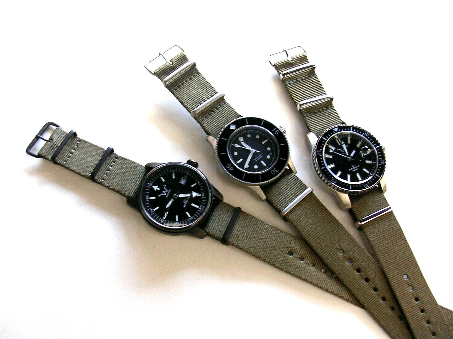 NATO G10 ® Khaki Green HD nylon Military Dive watchband RAF strap bond IW SUISSE