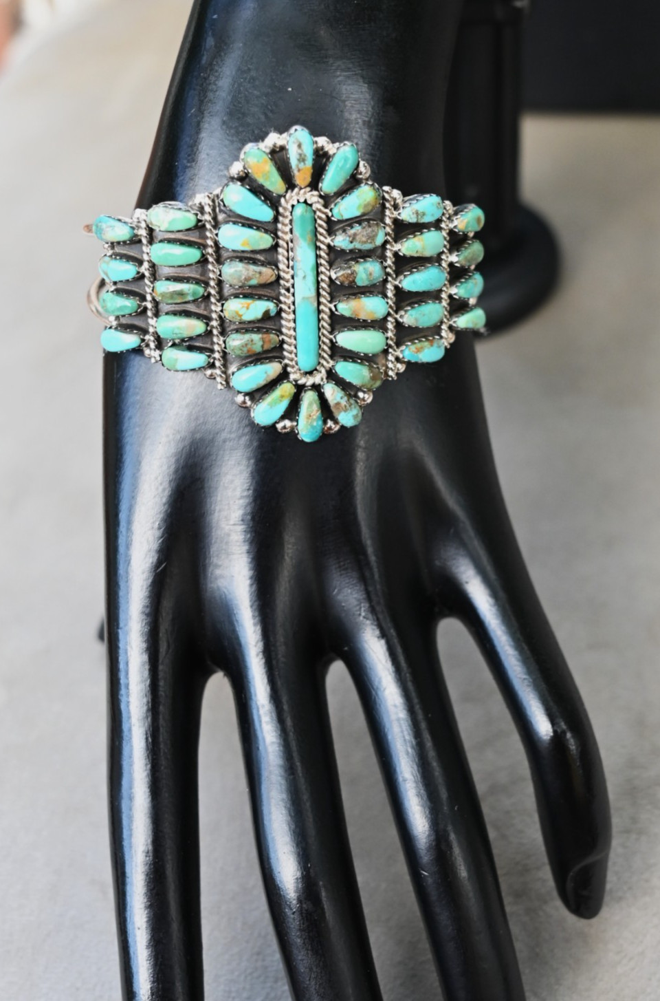 Navajo Turquoise Sterling & Green Mojave Turquoise Cuff Davin Benally 30 grams