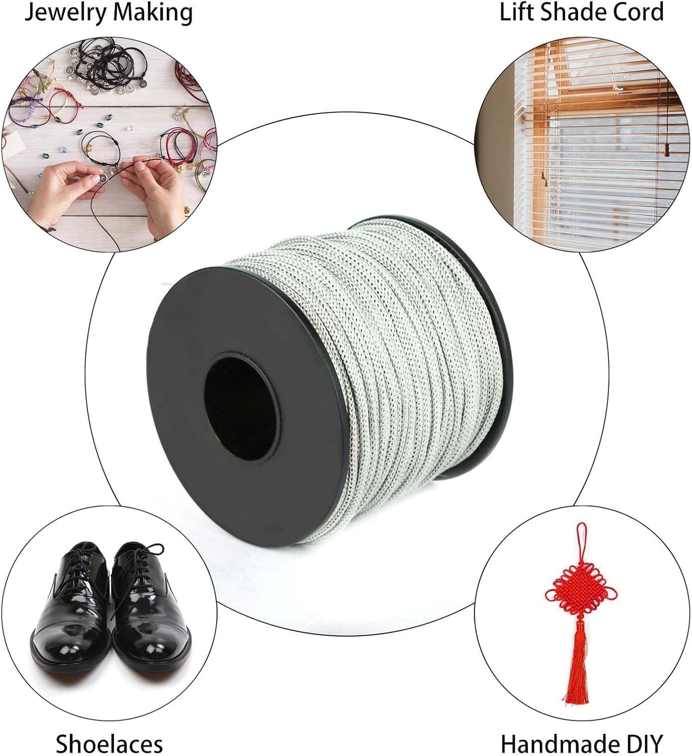 Versatile 2mm Braided Nylon Satin Cord, 50 Yards for Jewelry and Home Decor