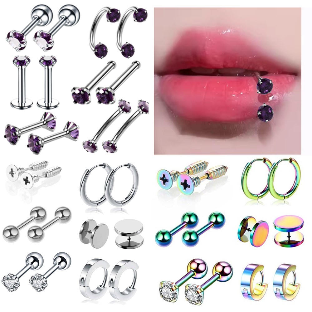 16G 18G 20G Surgical Steel Nose Ring Lip Ear Eyebrow Tragus Helix Stud Piercing