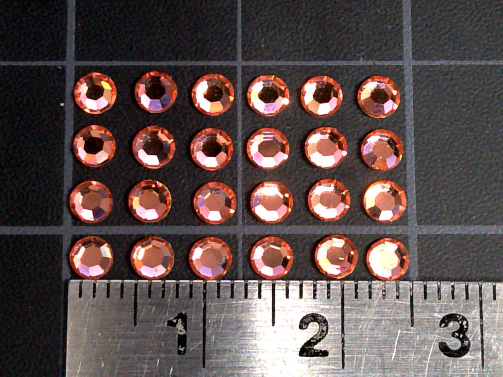 Lot of (24) Pink Uranium Glass Foil Backed Flat Back New Old Stock Rhinestones