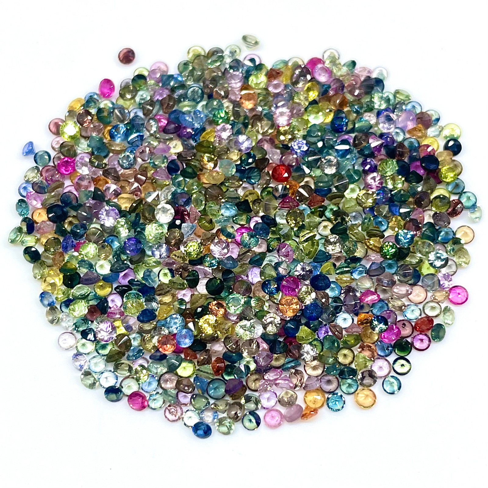 25 Pcs Natural Multi Sapphire Ceylon 2mm Round Diamond Cut Loose Gemstones Lot