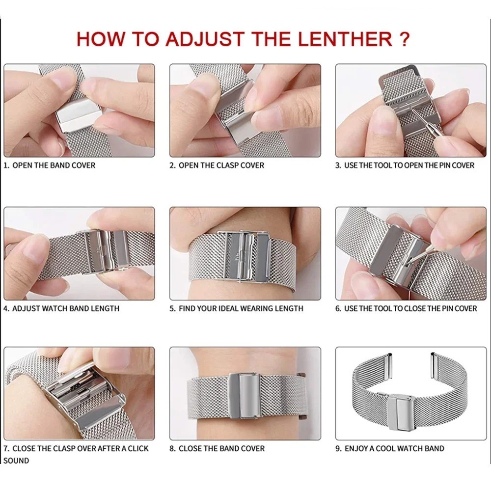 Premium Stainless Steel Milanese Mesh Watch Band Strap 12/14/16/18/20/22/24mm