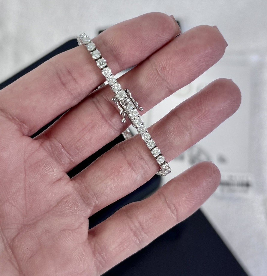KRKC & Co. 3mm 0.1ct Diamond each stone 925 Sterling Silver Tennis Bracelet 7in