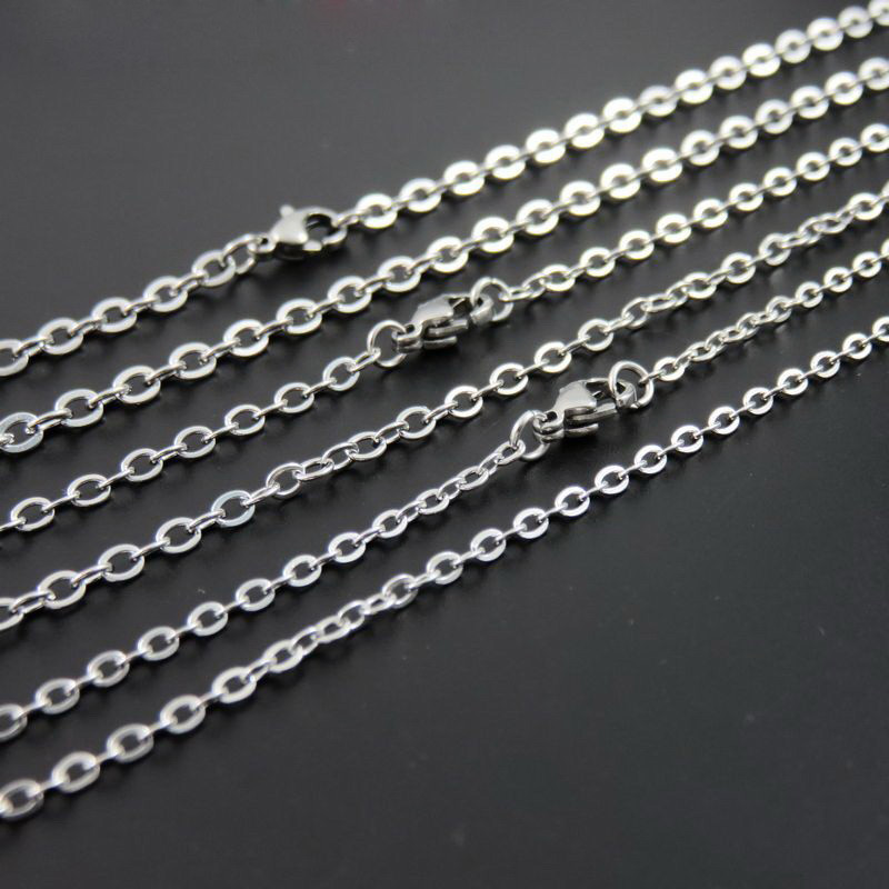 1.5-3.2mm 16″-32″ Wholesale In Bulk Stainless Steel Silver Oval Chain Necklace