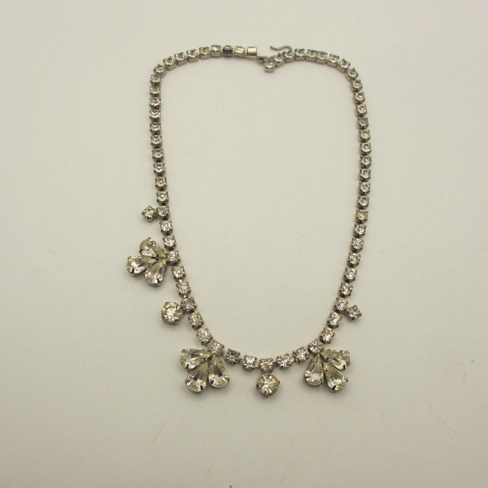 Vintage Art Deco Necklace Rhinestone Bridal Special Occasion Choker 14 Inch