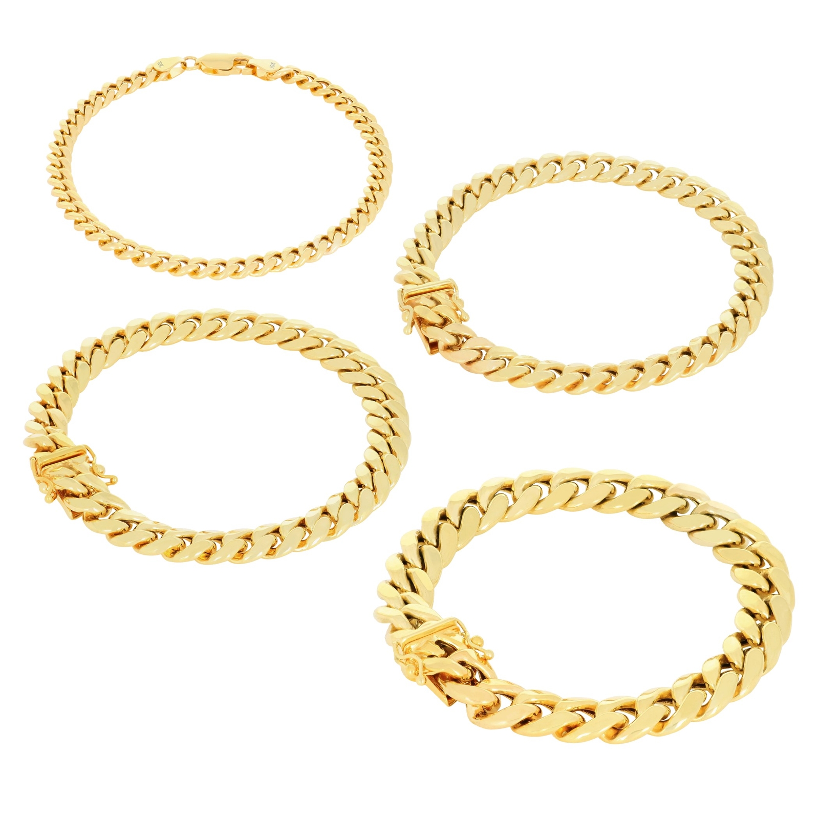 10K Yellow Gold 3mm-13mm Miami Cuban Link Chain Bracelet Men Women 7″ 7.5″ 8″ 9″