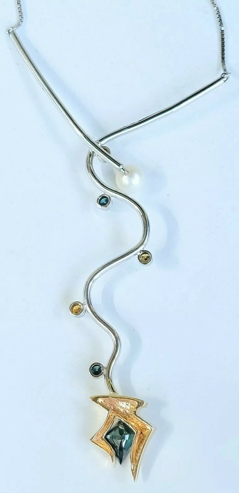 Gold Diamond Necklace Pearl 14k Drop