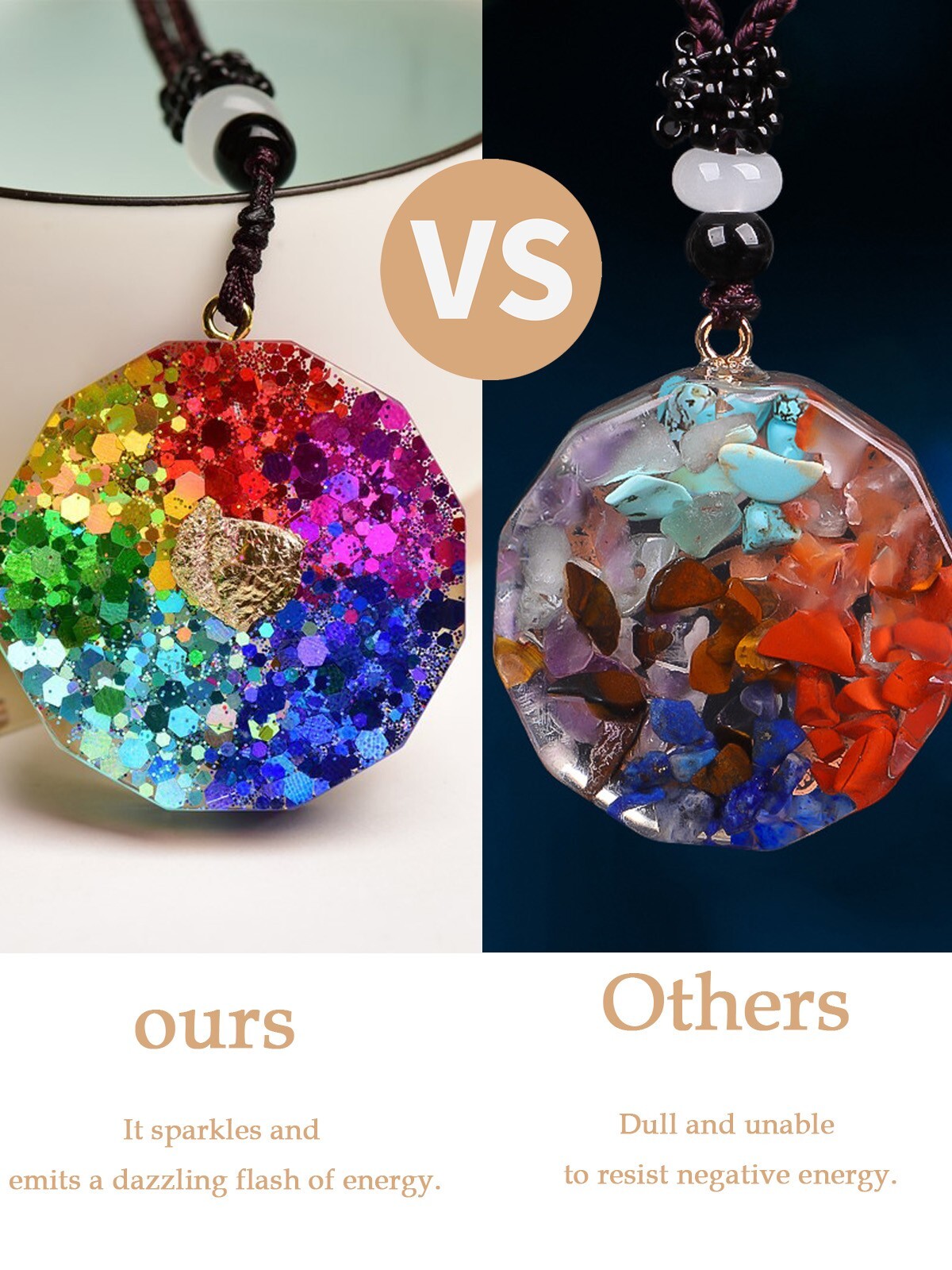 7 Chakra Necklace with Magnetic Energy Talisman – Natural Crystal Resin Pendant