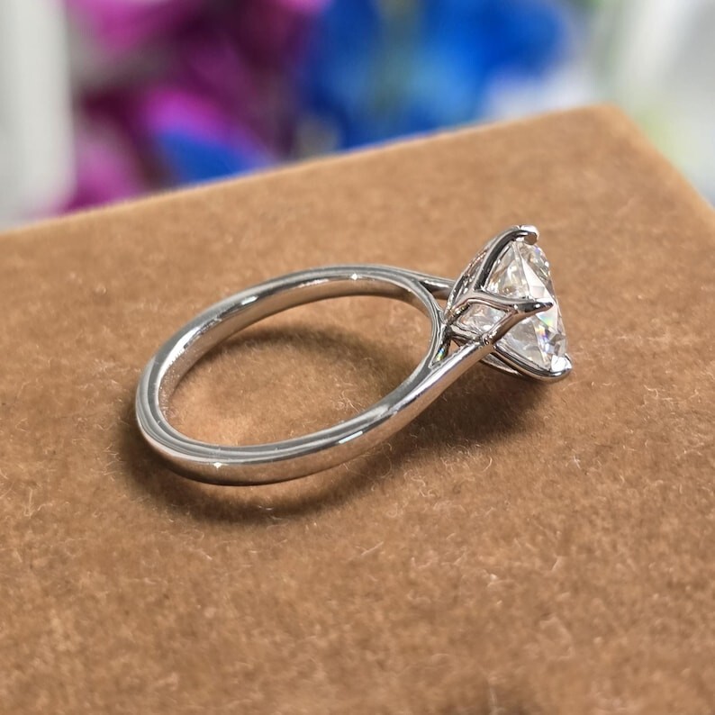 925 SILVER RING , ENGAGEMENT RING , 925 SILVER 6 Prong Set Wedding Ring
