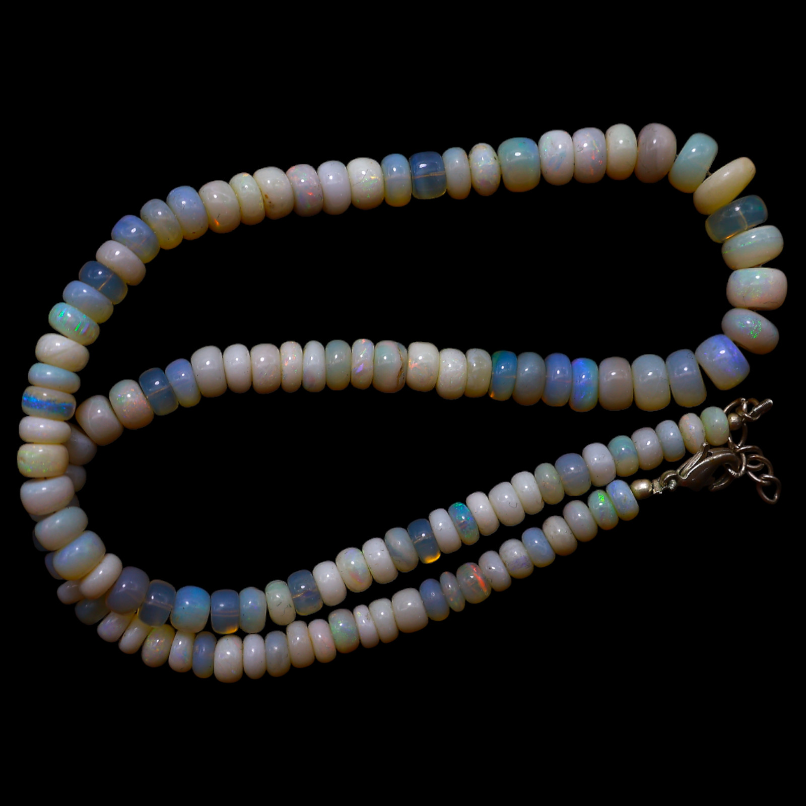 Smooth Multi Color 5X9 MM Fire Opal Beaded Not Applicable Rondelle Boho Necklace