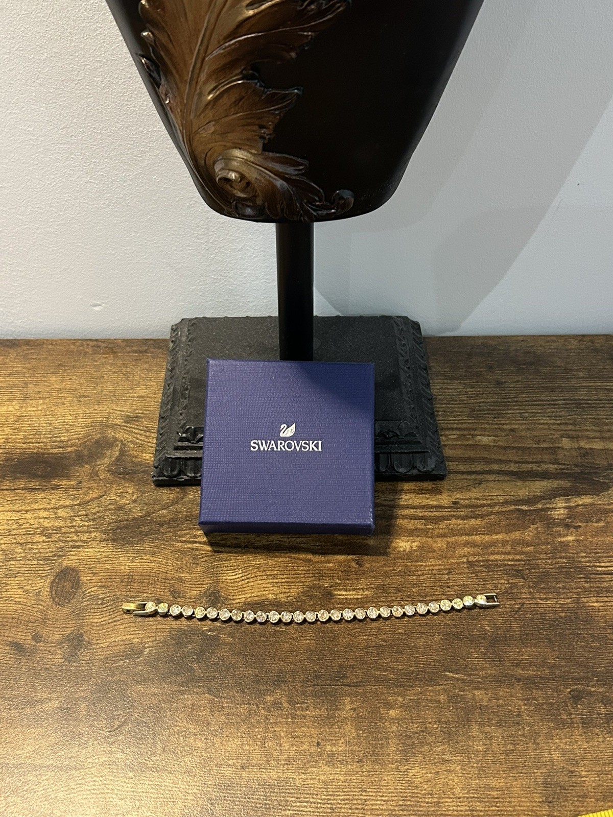 Stunning Swarovski Champagne Yellow Gold Plated Tennis Bracelet see Description