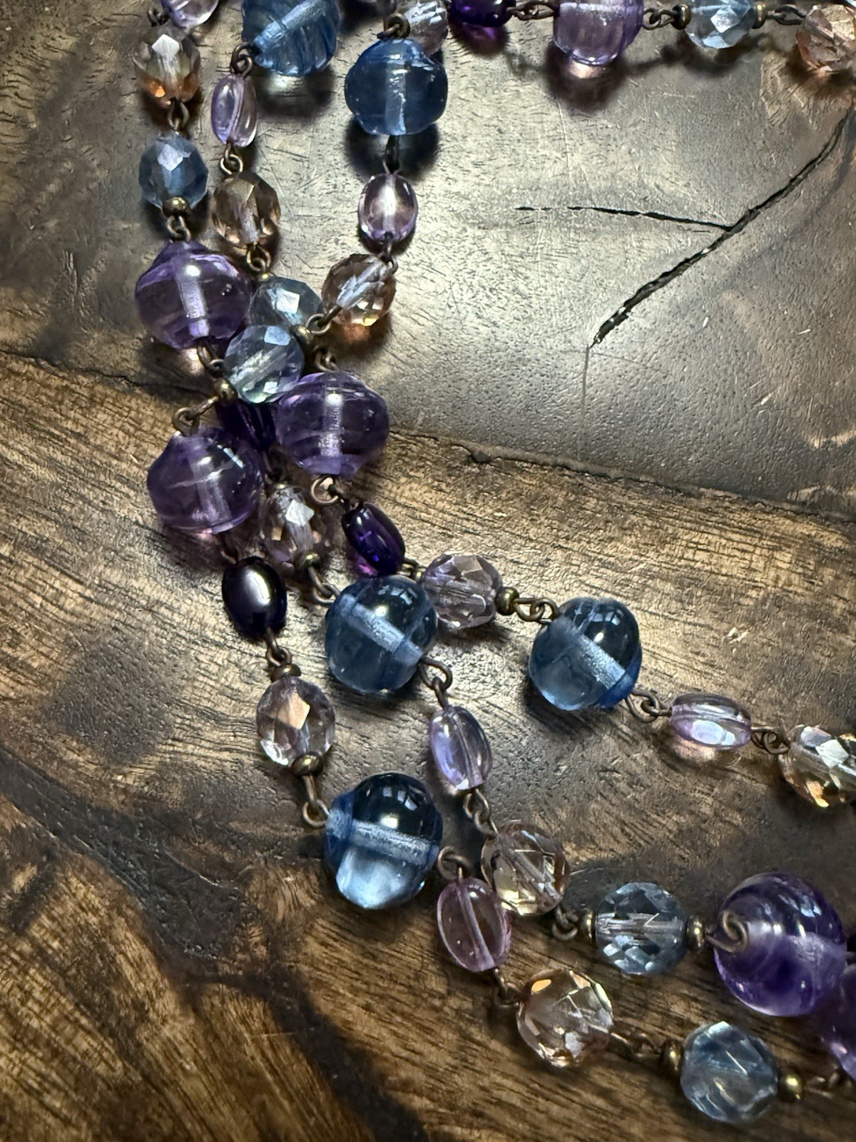 Joan Rivers Czech Republic Blue/Purple/Multi Glass Linked Bead Necklace, 48”