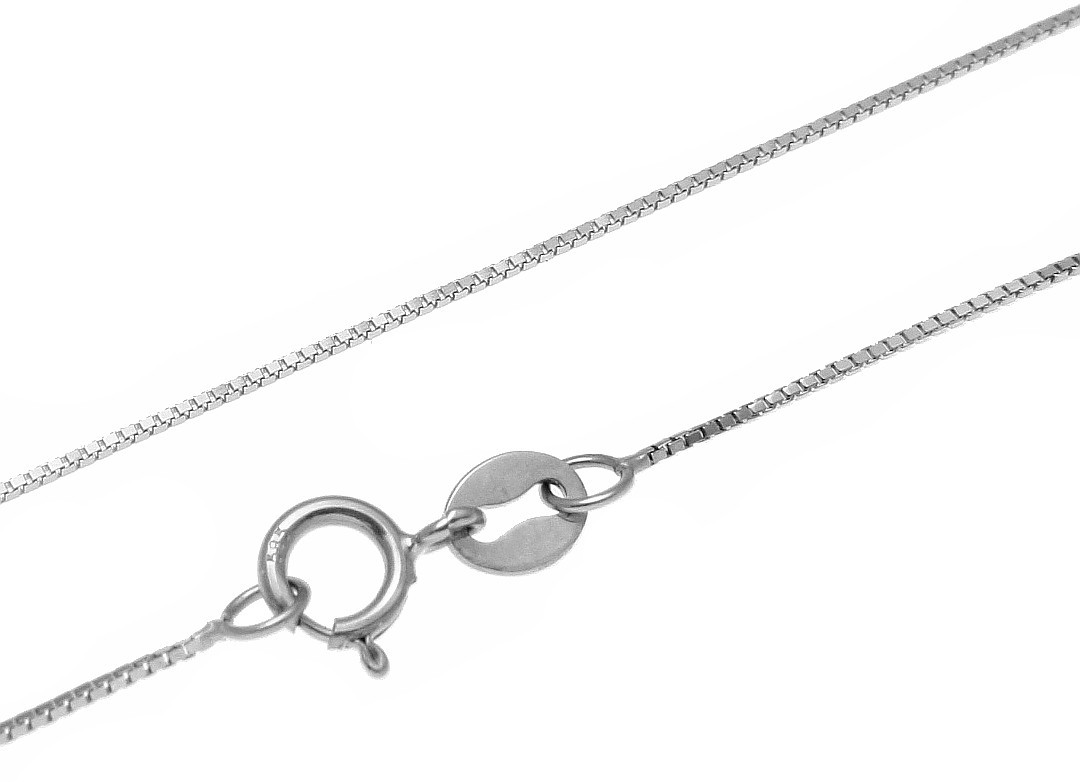 SOLID 14K WHITE GOLD ITALIAN 0.6MM BOX CHAIN NECKLACE 22″