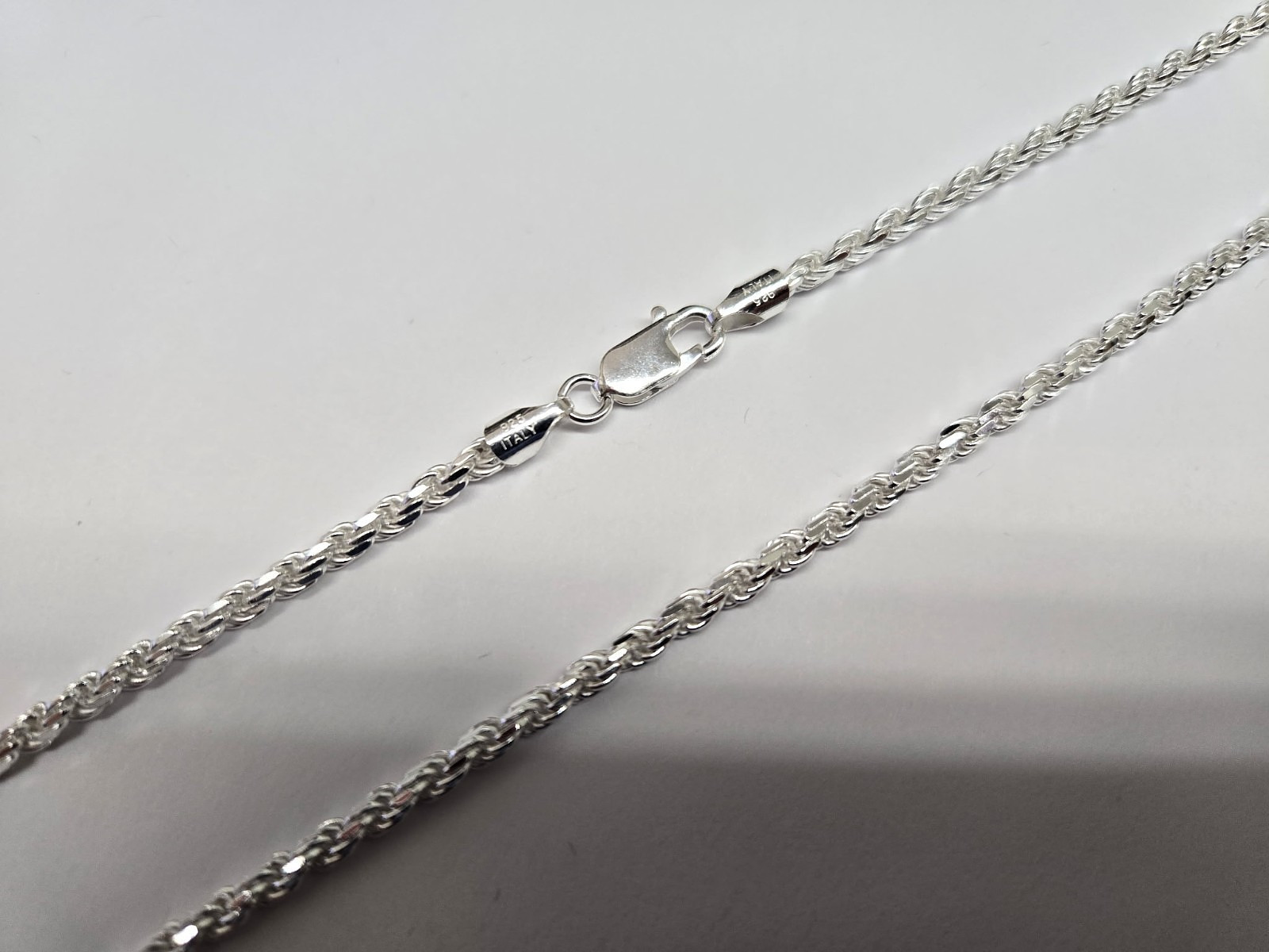 3mm Sterling Silver D/C Rope Chain Necklaces Bracelets Handmade Italy 7 to 30 in